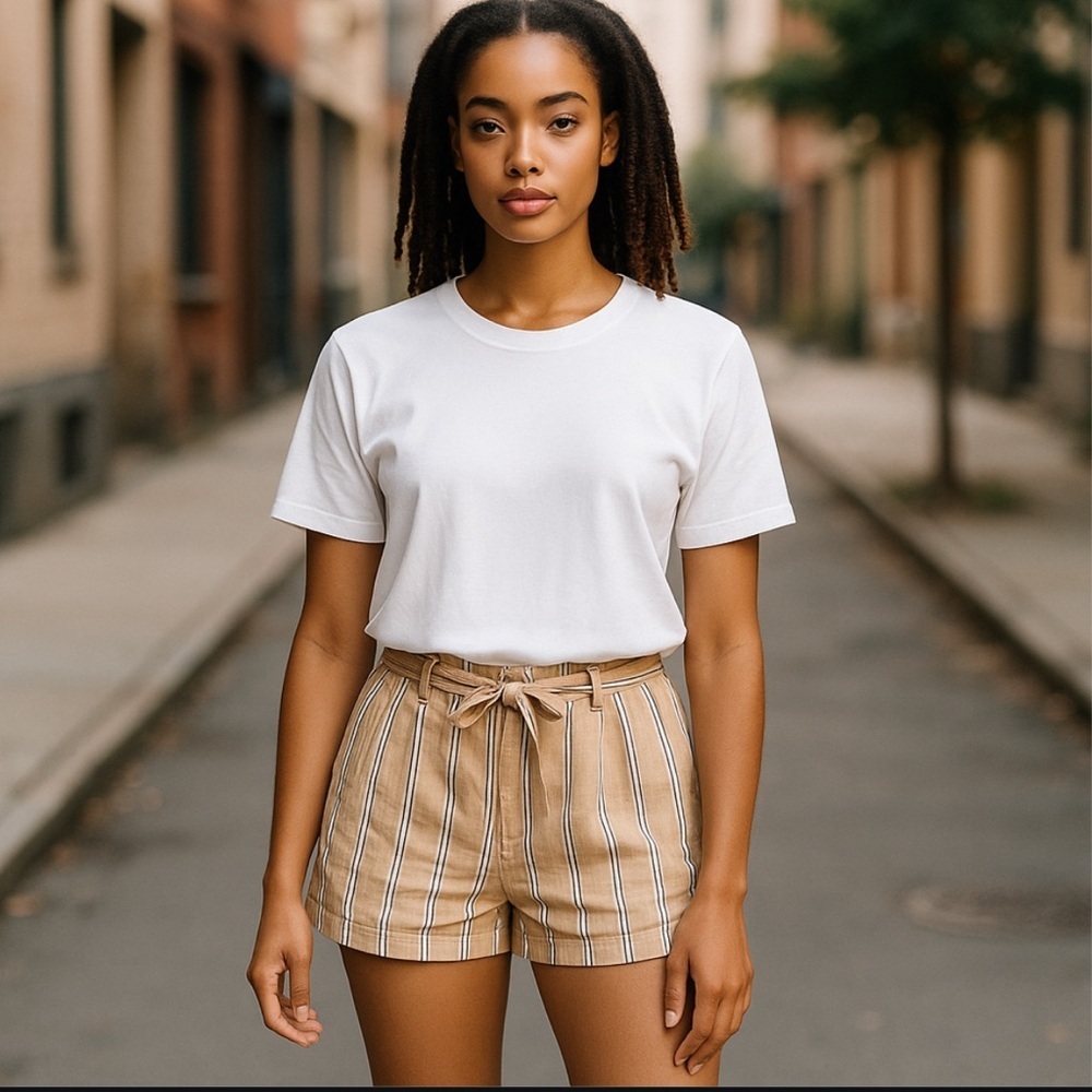 Bcbgmaxazria Symone Linen Striped Casual Shorts 4